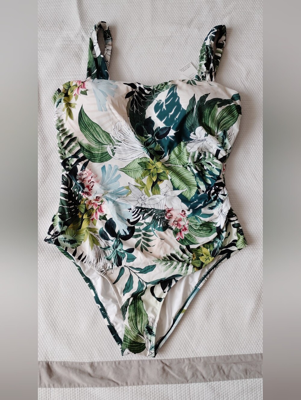 Jantzen Botanical Floral Tropical Print One Piece Swimsuit Size 16.